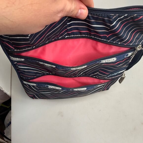 Le SportSac Women's Angle Lines Patter Multicolor Crossbody Shoulder Bag - Picture 14 of 16